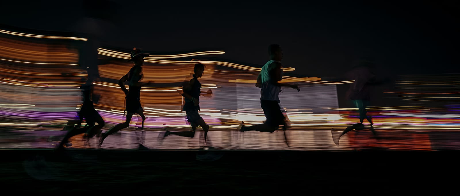 Runners at night