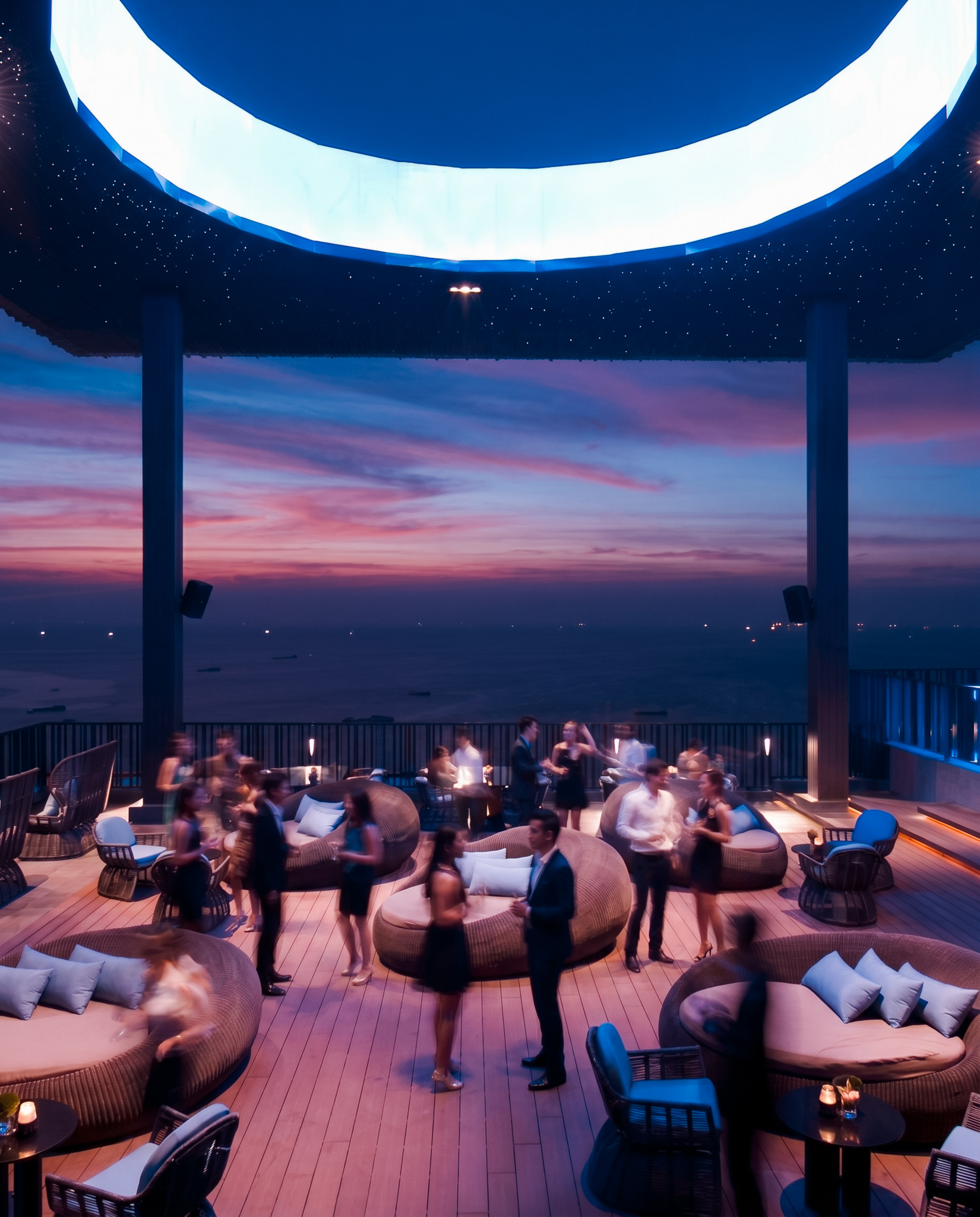 Pattaya sky bar night city lights panoramic view