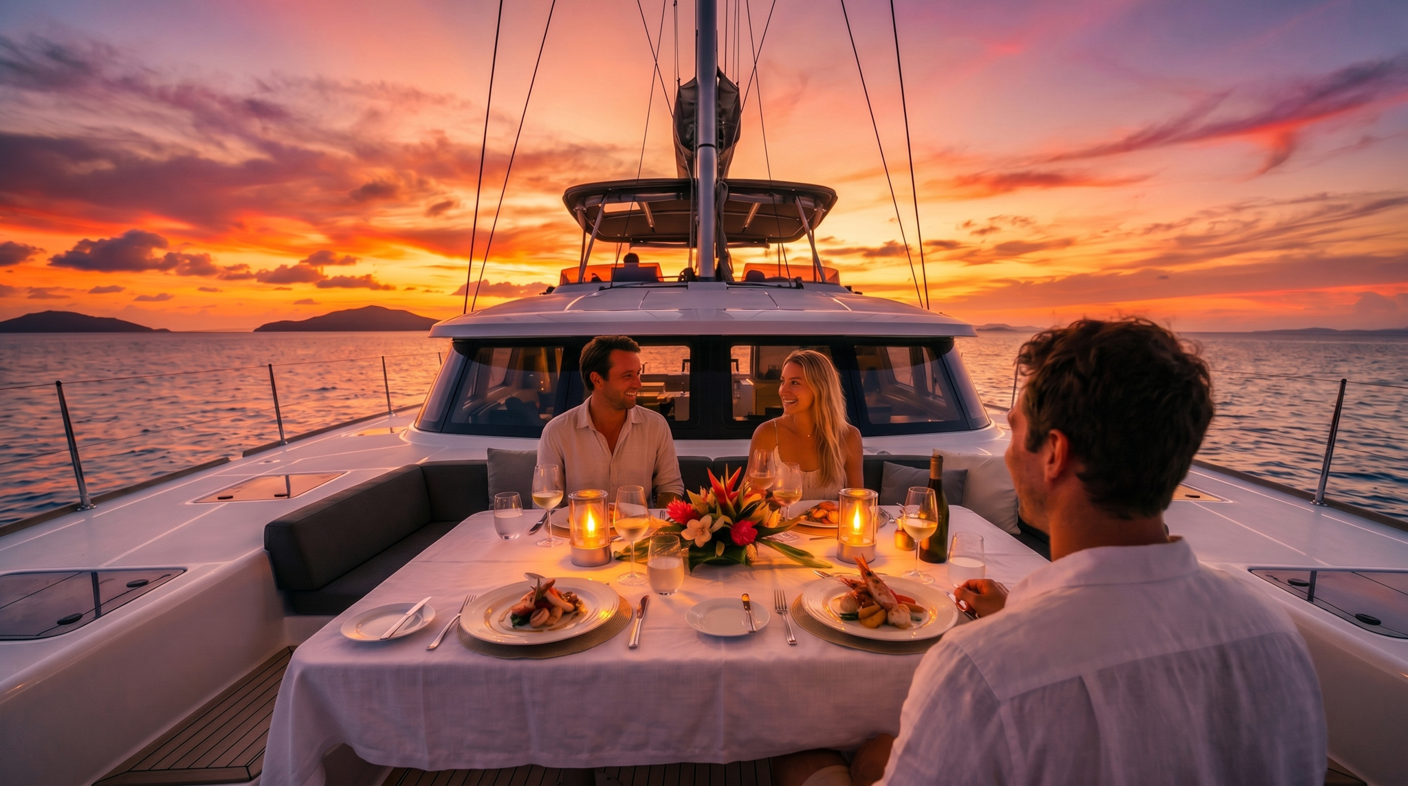 Private sunset charter Gulf of Thailand cocktails on deck