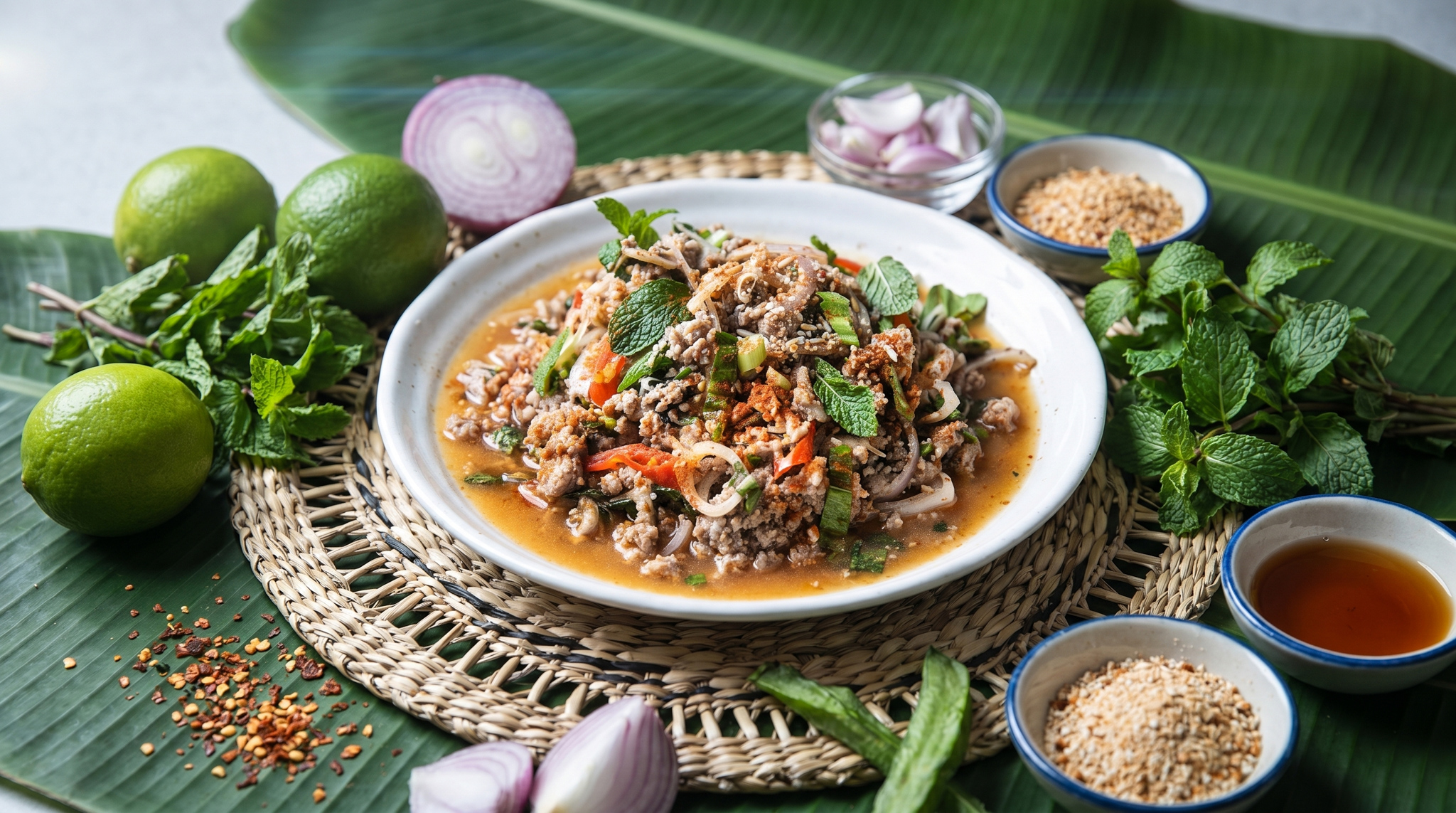 Larb Moo Isaan minced pork herbs lime salad