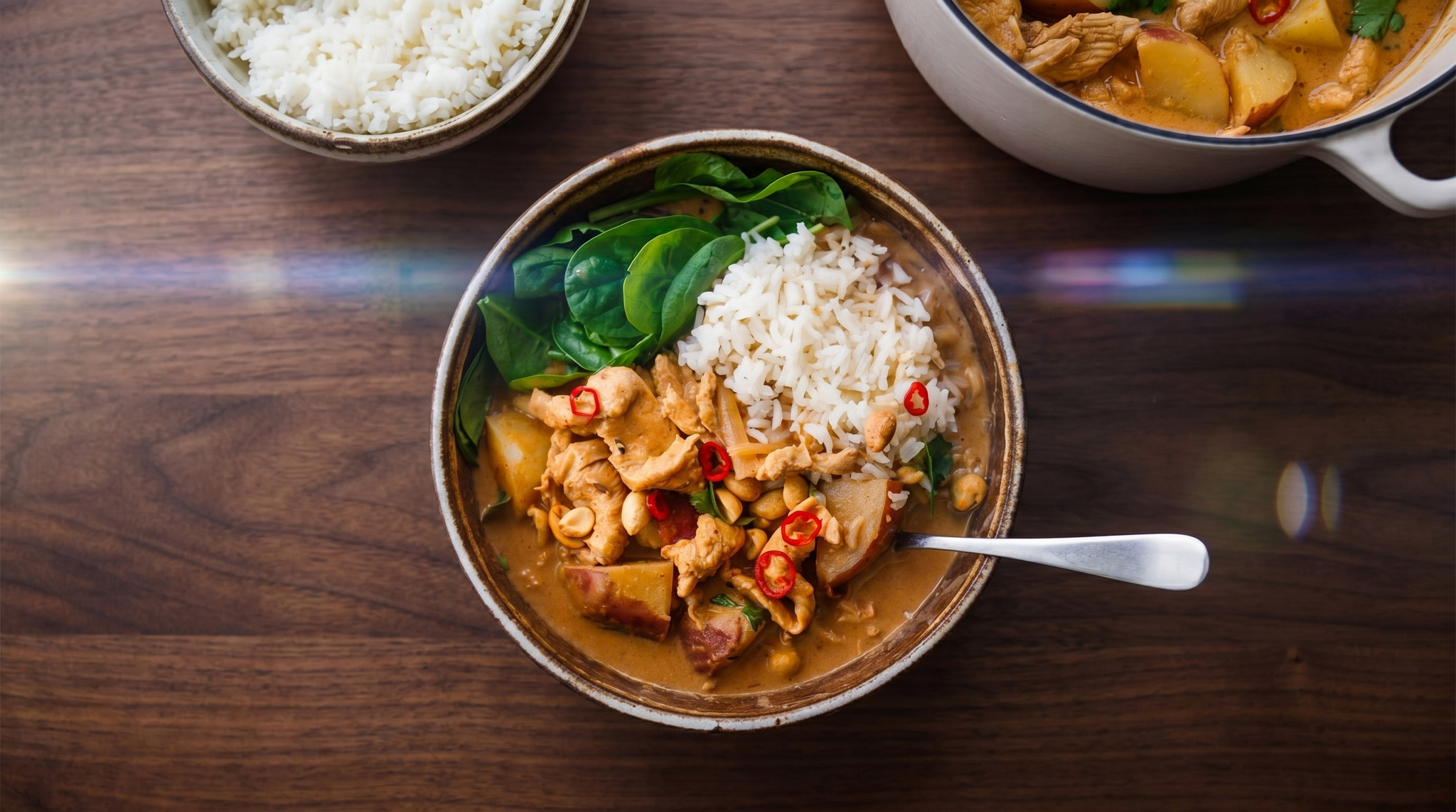 Massaman curry beef potato peanuts rich Thai