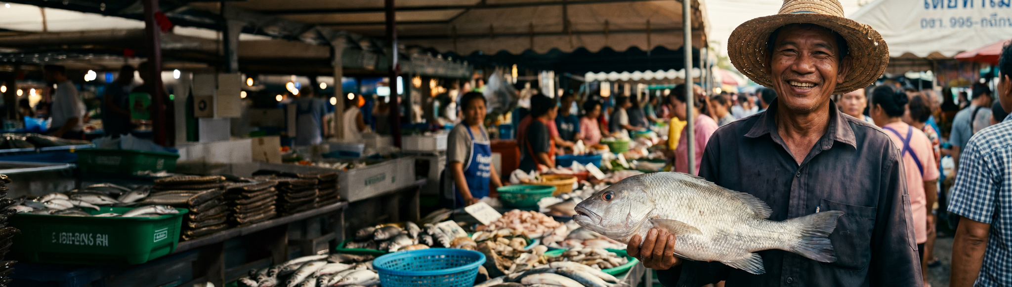 Naklua market fresh seafood stalls morning ice Thai