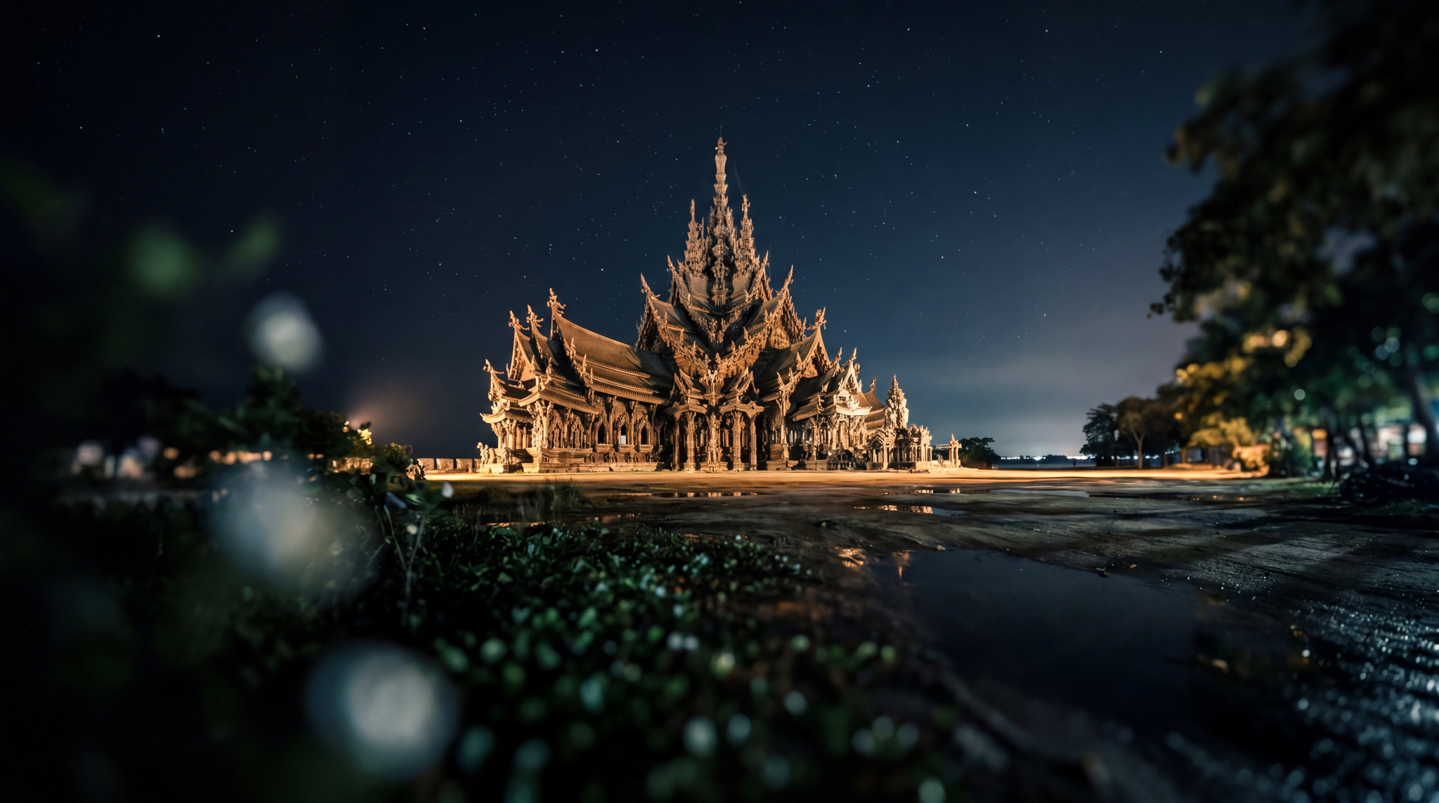 The Sanctuary of Truth rising 105 metres above the Gulf of Thailand, Naklua, Pattaya